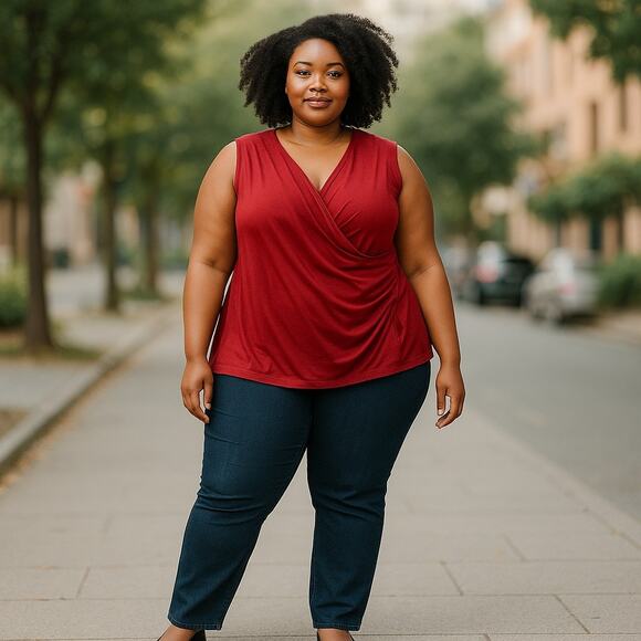 Soft Surroundings Womens Top Sz 3X Burgundy Crossover Sleeveless Tank - Picture 2 of 7